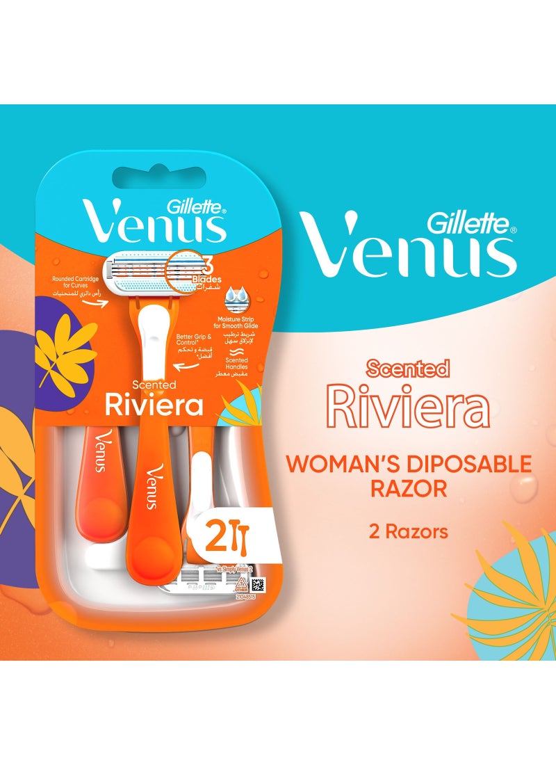 Venus Riviera Women'S Disposable Razor, 2 Count - Image 2