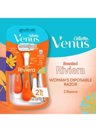 Riviera Women'S Disposable Razor, 2 Count orange - view 2