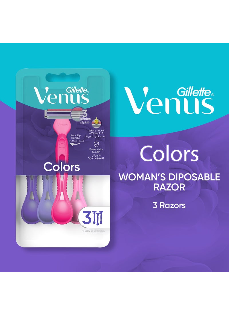 Gillette Venus3 Disposable Razors Pack of 3 Multicolour - Image 2