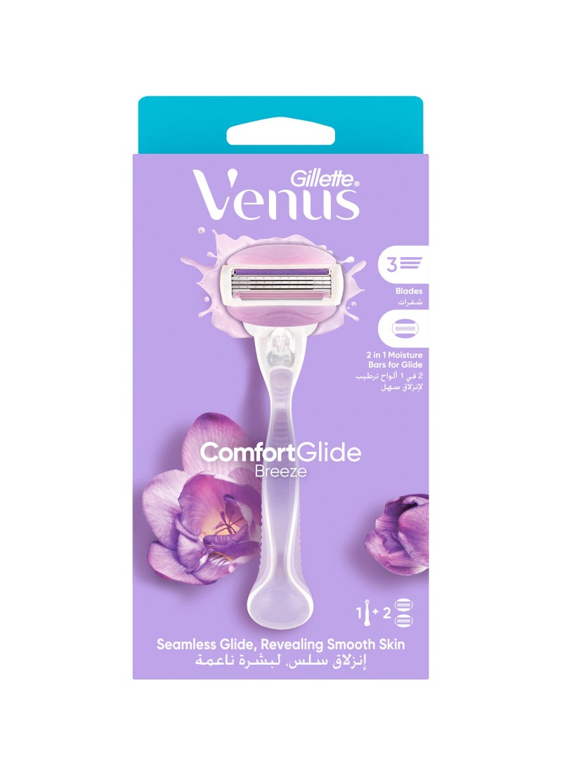Venus ComfortGlide SPA Breeze Woman's Refillable Razor: 1 Handle +2 Blade Refill Breeze - Image 1
