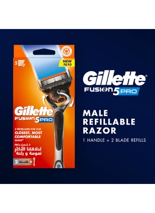 Fusion5 Pro Men's Refillable Razor: Handle + 2 Blade Refills - view 2