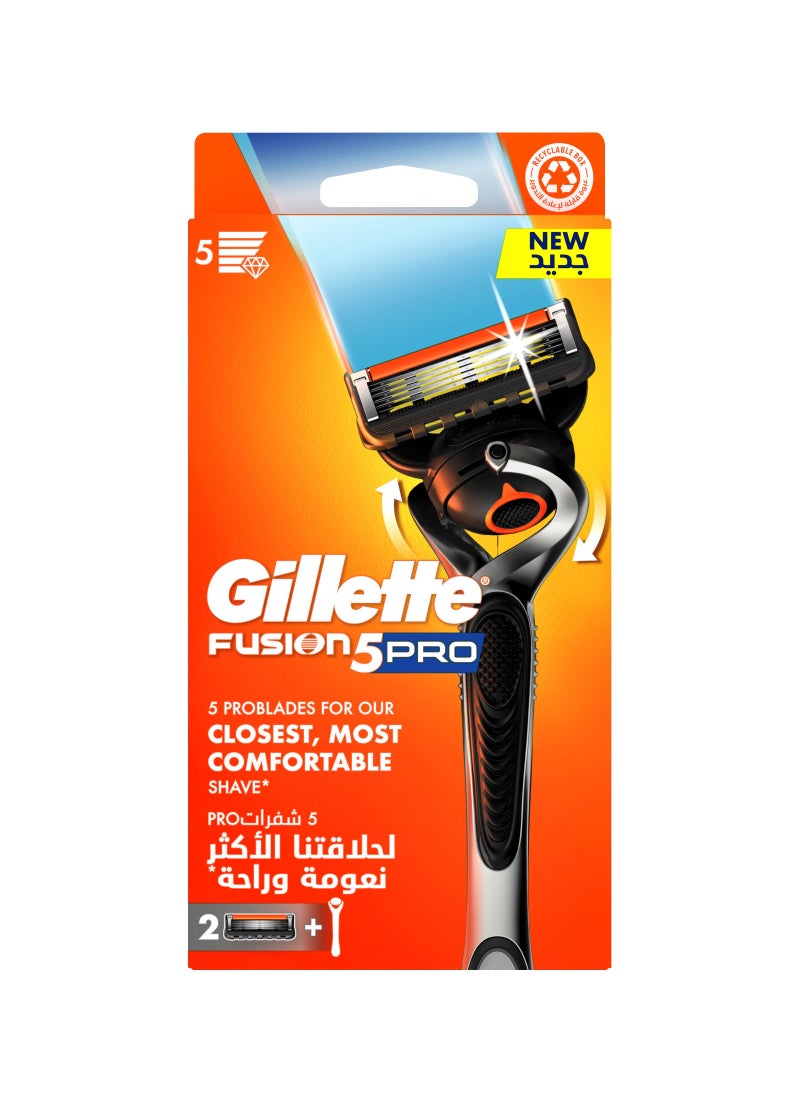 Gillette Fusion5 Pro Men's Refillable Razor: Handle + 2 Blade Refills - Image 1