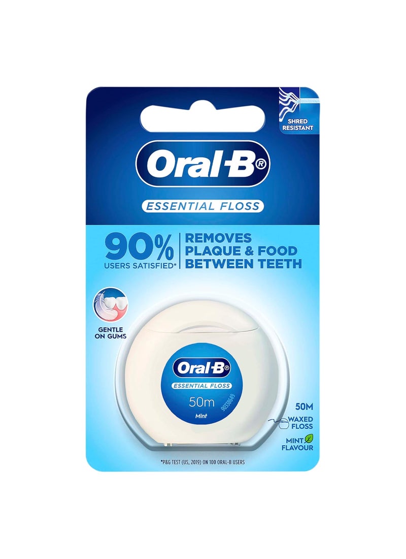 Oral-B Essential Waxed Shred Resistant Dental Floss 50meter - Image 1