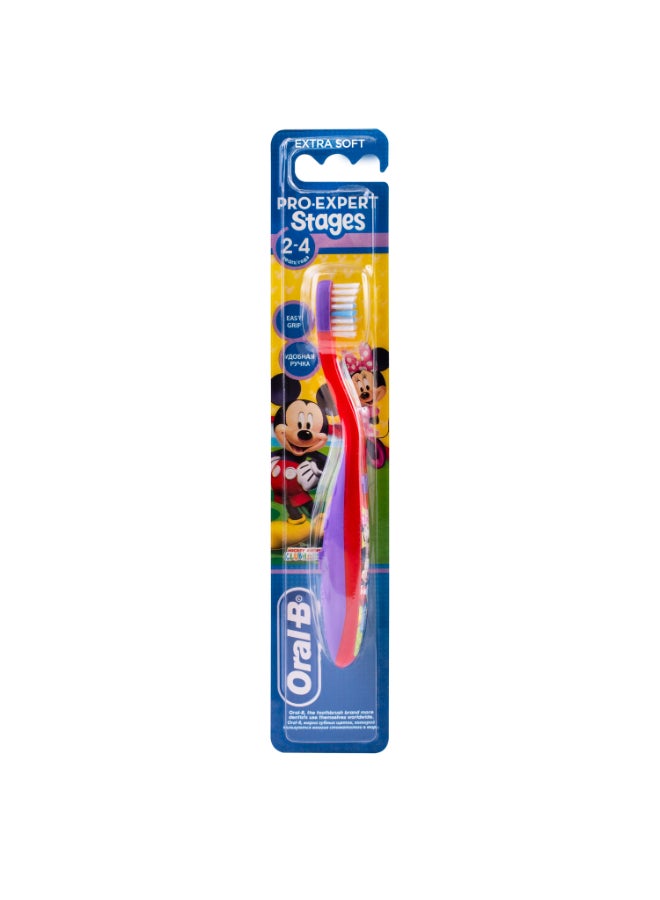 Oral-B Baby Stages 2 Disney Mickey Mouse Manual Extra Soft Toothbrush 2-4 Years Assorted  - Image 1