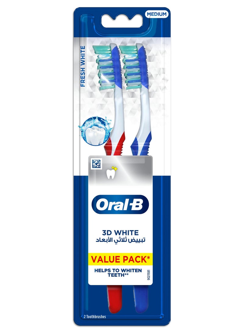 Oral-B 3D White Fresh Manual Toothbrush 40 Medium Pack of 2 40 Medium - Image 1
