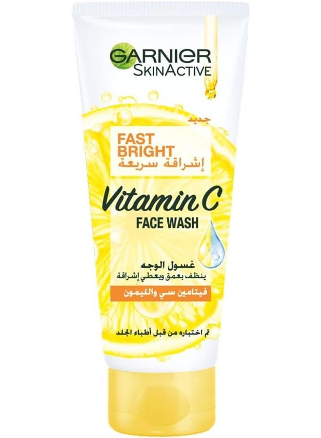 Garnier Skin Active Fast Bright Face Wash With Vitamin C And Lemon 100 ml - Image 2