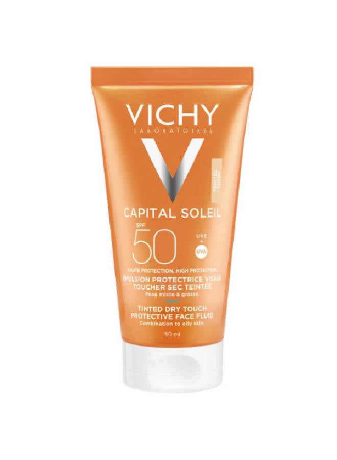 VICHY Capital Soleil 50SPF Tinted Dry Touch Protective Face Fluid 50ml 