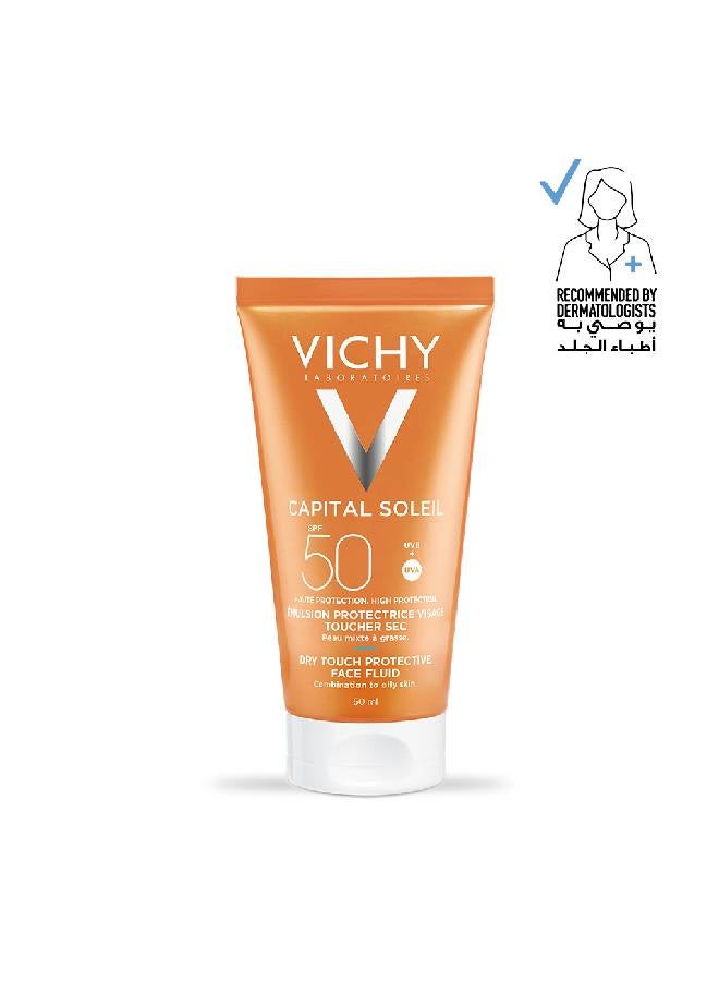 VICHY - Capital Soleil Dry Touch Anti Shine Sunscreen for Combination to Oily Skin SPF50 50ml - Image 1