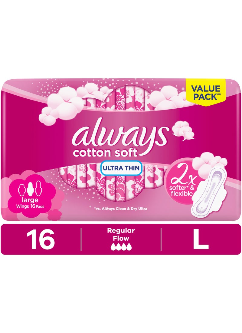Always Cotton Soft Ultra Thin Long Sanitary Pads 16 Pieces multicolour - Image 1