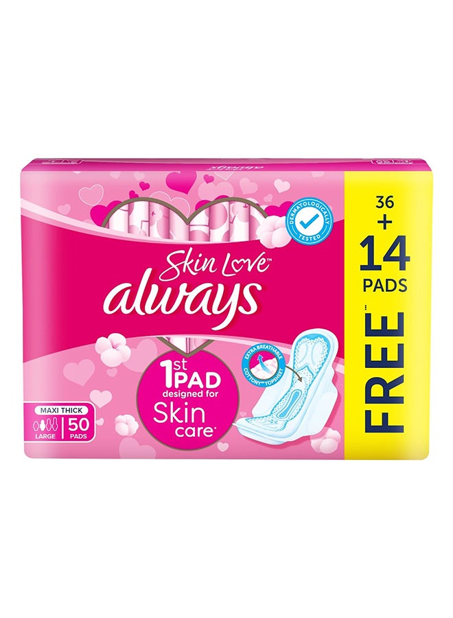 Always - Cotton Skin Love Sanitary Thick Pads Large 50 Count - Image 1