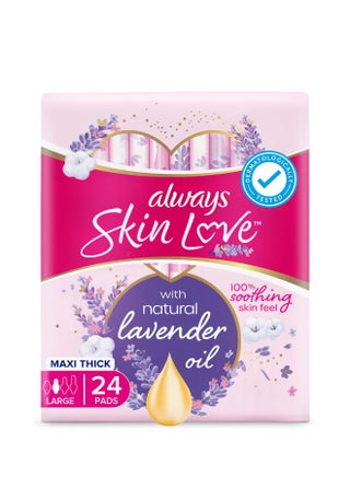 Cotton Skin Love Sanitary Large Thick Pads With Natural Lavender Oil 24 Count - pnsku/N11295132A/45/_/1706096743/ea687bb9-2d95-47ab-91b9-e3c434e499f4
