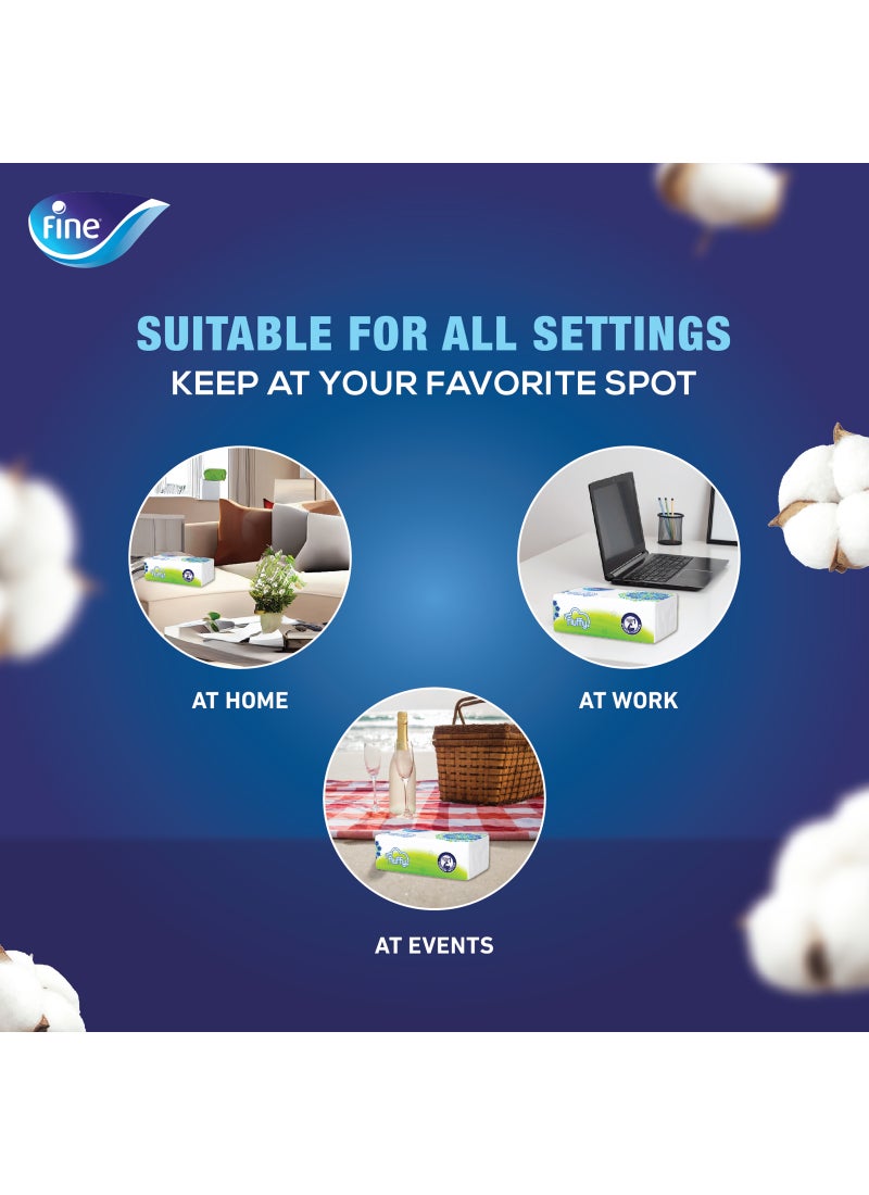 فاين مناديل وجه معقمة فلافي، طبقتين، 200 منديل، عبوة من 10 قطع أبيض 210×193 ملم أبيض - Image 4