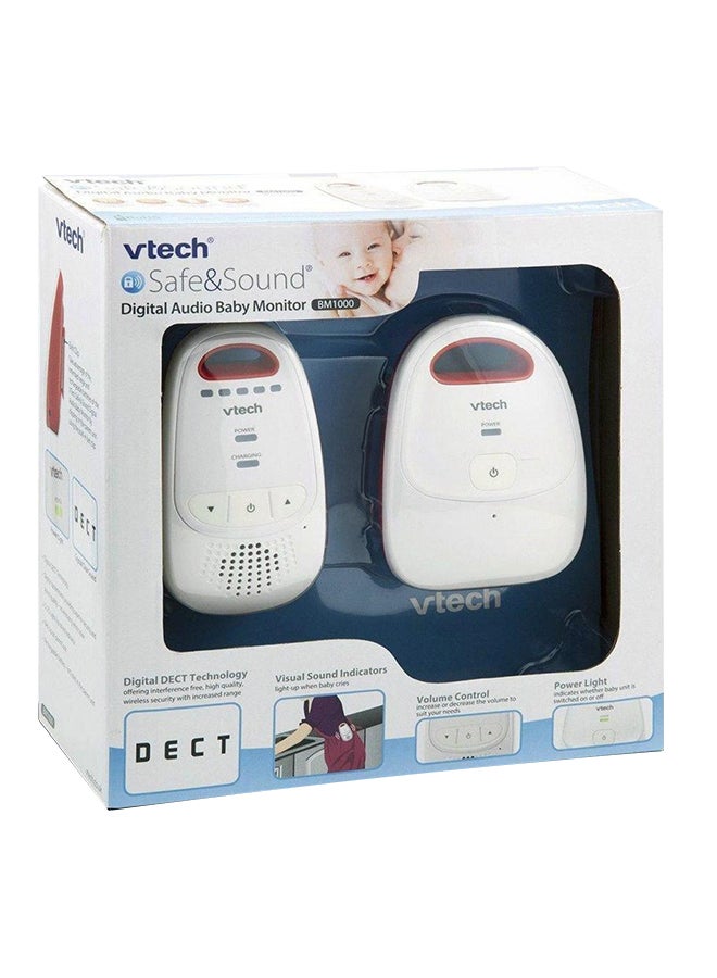 vtech Baby BM1000 Digital Audio Baby Monitor, White/Red | Long 300M Range, 5 Volume Levels, Crystal Clear Sound, DECT Digital Technology 14 Hours Battery Life - Image 4