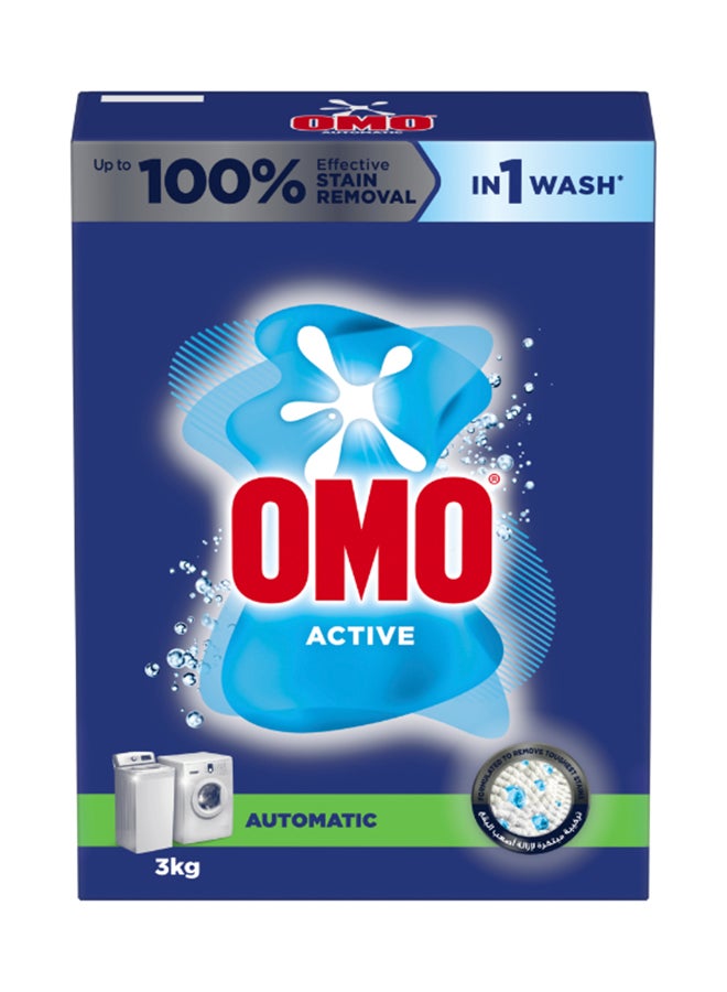 Omo - Laundry Powder Detergent For Front Load Machines Active For Unbeatable Stain Removal Blue 3kg - Image 1