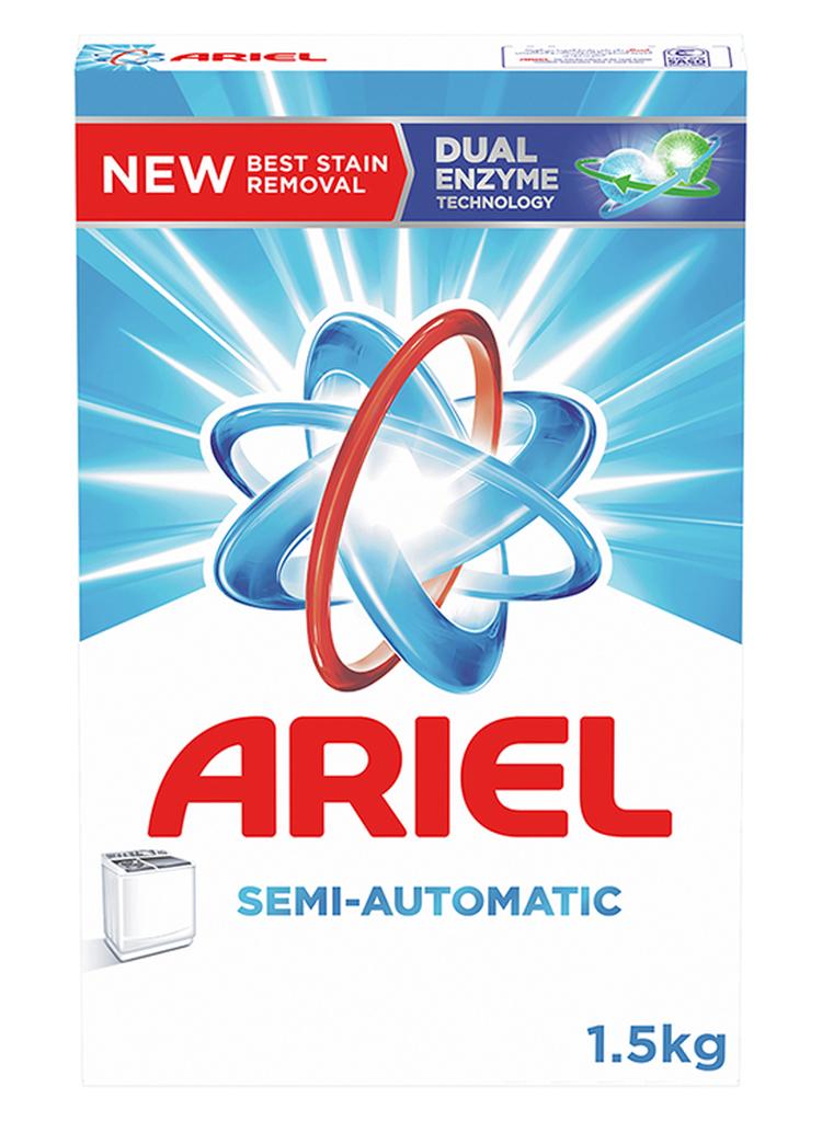 اريال مسحوق غسيل للغسالات نصف الأتوماتيك أبيض 1.5كيلوجرام - Image 1