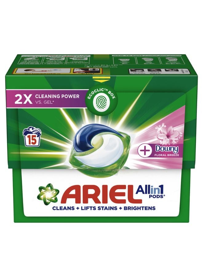 Ariel - Floral Breeze All-In-1 Pods, Laundry Detergent Capsules, 15 Count 307.5grams - Image 1