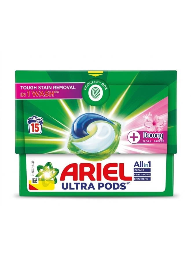 Ariel Floral Breeze All-In-1 Pods, Laundry Detergent Capsules, 15 Count 286.5grams - Image 1