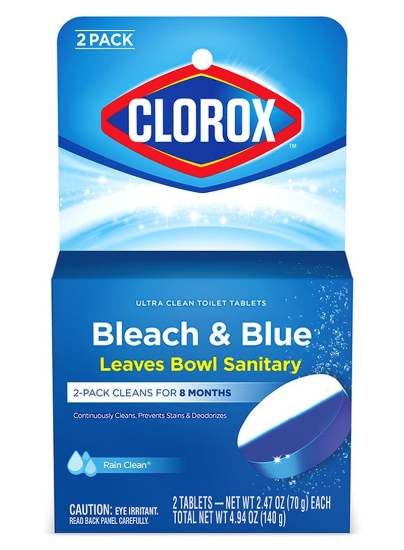 Clorox Bleach And Blue Leaves Bowl Sanitary 2 Tablets 70g Pack Of 2 White