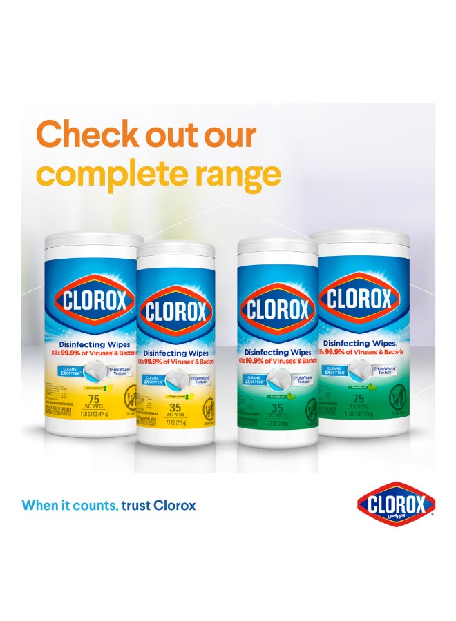 Clorox - Disinfecting Crisp Lemon Wet Wipes 35 Count Yellow 219grams - Image 1