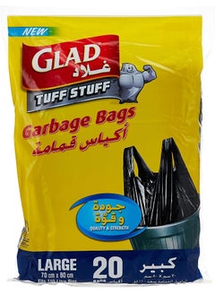 Glad Tuff Stuff Garbage Bag Large Black Handle Tie 110L 20 Bags  - Image 2
