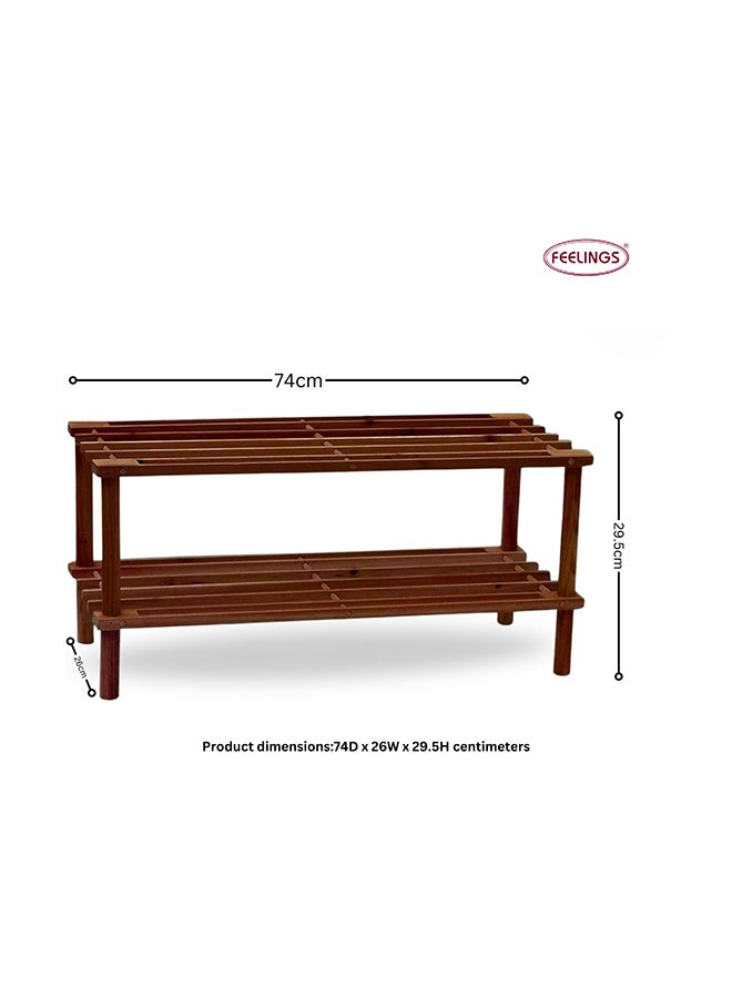 Feelings 2-Layer Shoe Rack Brown 74x29.5x26cm  - Image 2