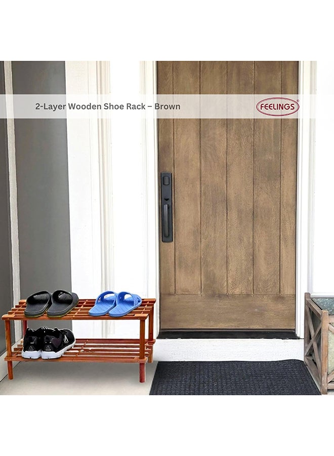 Feelings 2-Layer Shoe Rack Brown 74x29.5x26cm  - Image 4