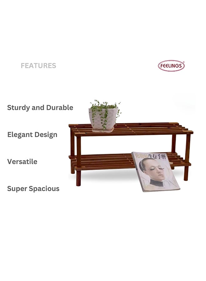 Feelings 2-Layer Shoe Rack Brown 74x29.5x26cm  - Image 3