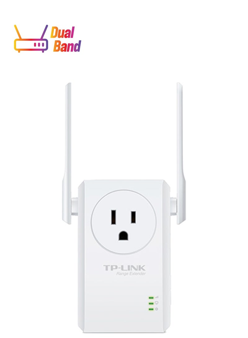 TP-LINK - 300Mbps Wi-Fi Range Extender With AC Passthrough 300 Mbps White - Image 1