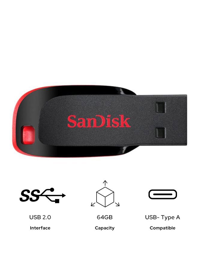 Sandisk - 64GB Cruzer Blade  Flash Drive  USB 2.0, USB Type-A  SDCZ50-064G-B35 64 GB - Image 1