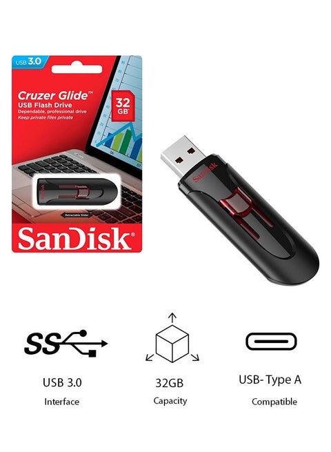 Cruzer Glide Flash Drive USB 3.0 USB Type A Lightweight SDCZ600-032G-G35 32 GB