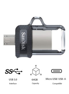 سانديسك فلاش درايف ألترا ثنائي m3.0 بسرعة 150 ميجابايت بالثانية 64 GB  - Image 1