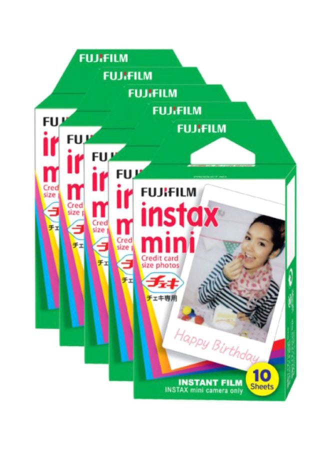 FUJIFILM Instax Mini Instant Film Pack Of 5 x 10 Sheets White - Image 1