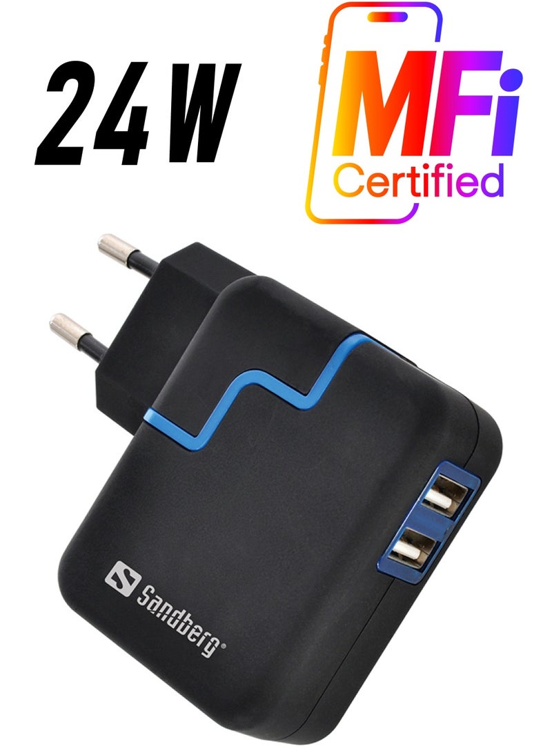 Sandberg Excellence AC World Travel Charger Black  - Image 1