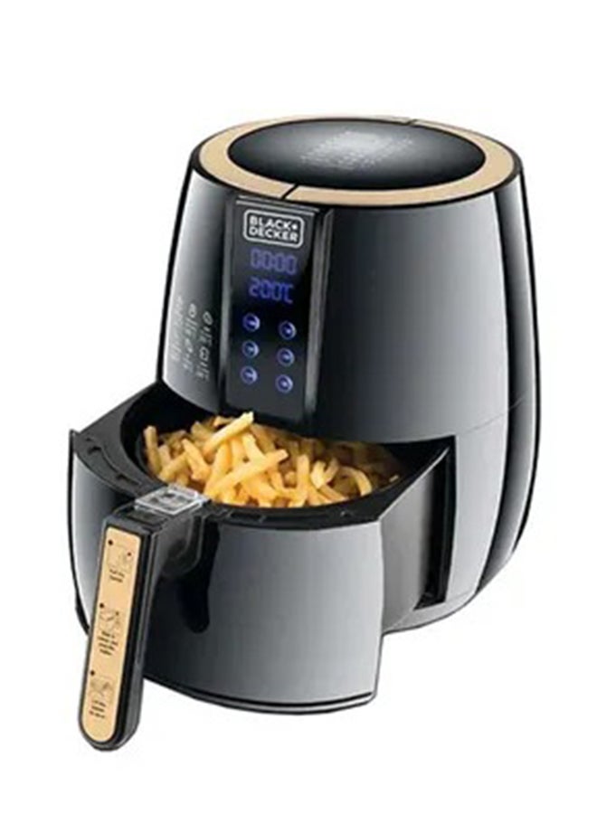 بلاك اند ديكر مقلاة هوائية رقمية ، تقنية التوصيل الهوائي السريع، متعددة الوظائف للقلي، والخبز، والشوي، والتحميص، مقبض بارد عند اللمس، قفل أمان، 4 L 1500 W AF400-B5 أسود/ذهبي - Image 2