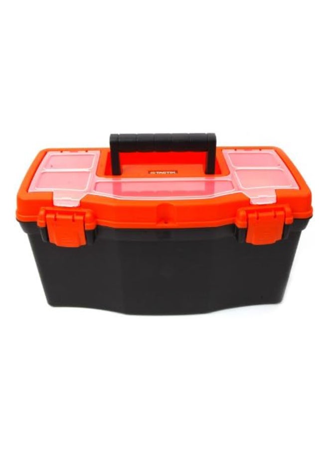 Tactix Tactix 16 Inch Plastic Tool Box - Lift Out Carry Tray, Compartments For Easy Organization of Tools, Stylish Black/Orange- 320101  - Image 2