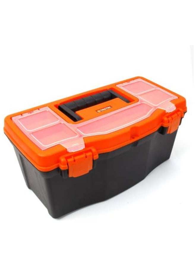 Tactix Tactix 16 Inch Plastic Tool Box - Lift Out Carry Tray, Compartments For Easy Organization of Tools, Stylish Black/Orange- 320101  - Image 3