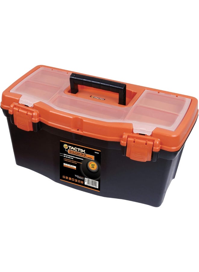 Tactix Tactix 16 Inch Plastic Tool Box - Lift Out Carry Tray, Compartments For Easy Organization of Tools, Stylish Black/Orange- 320101  - Image 1