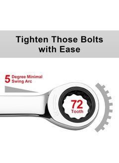 Jetech Jetech 19mm Ratcheting Combination Wrench, 12PT 72 Tooth Gear Wrench, Industrial Grade Cr-V Steel Gear Spanner for Household Garage Auto Silver  - Image 1