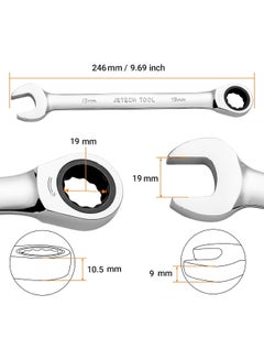 Jetech Jetech 19mm Ratcheting Combination Wrench, 12PT 72 Tooth Gear Wrench, Industrial Grade Cr-V Steel Gear Spanner for Household Garage Auto Silver  - Image 5