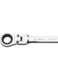 Jetech Jetech 14mm Flexible Head Ratchet Combination Wrench, Industrial Grade Flex Ratcheting Spanner, Heat-Treated Cr-V Alloy Steel, 12 Point Ratchet Box Ended and Open End Spanner, Flex-Head Gear Wrench Silver  - Image 2
