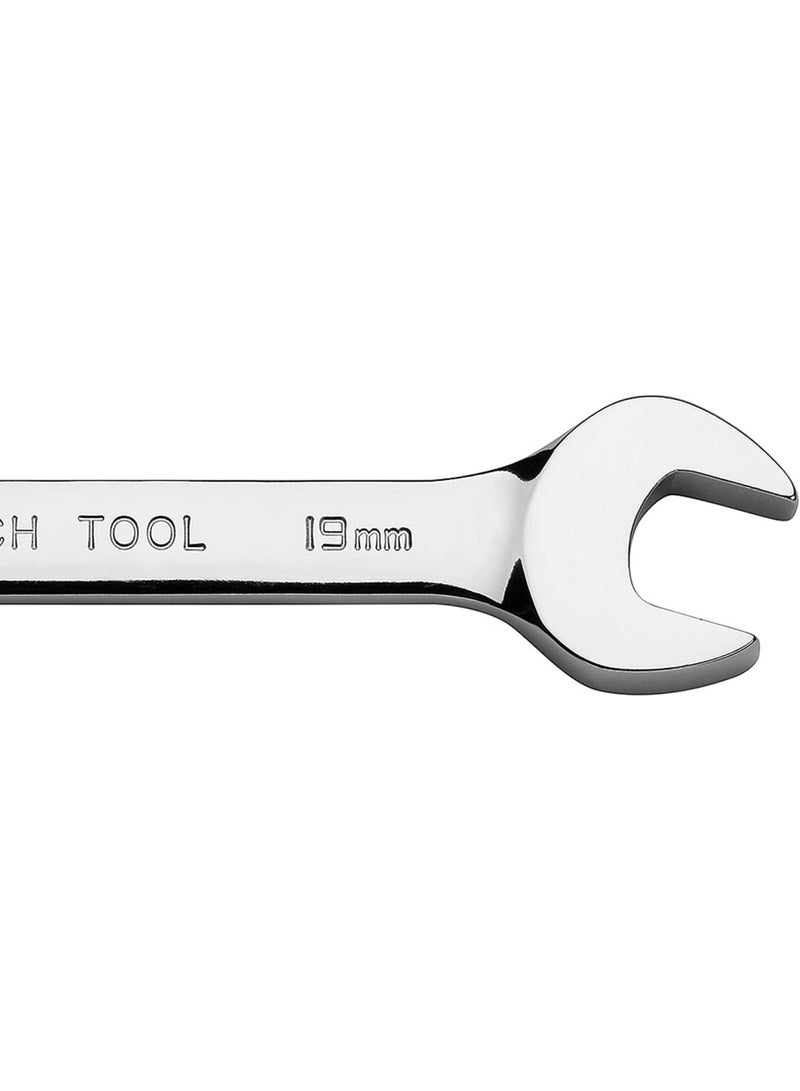 Jetech Jetech 19mm Flexible Head Ratchet Combination Wrench, Industrial Grade Flex Ratcheting Spanner, Heat-Treated Cr-V Alloy Steel, 12 Point Ratchet Box Ended and Open End Spanner, Flex-Head Gear Wrench Silver  - Image 3