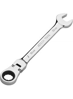 Jetech Jetech 19mm Flexible Head Ratchet Combination Wrench, Industrial Grade Flex Ratcheting Spanner, Heat-Treated Cr-V Alloy Steel, 12 Point Ratchet Box Ended and Open End Spanner, Flex-Head Gear Wrench Silver  - Image 1