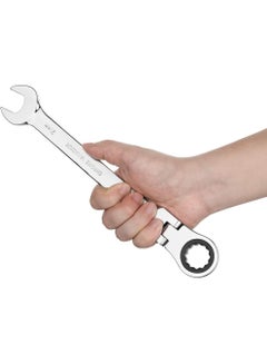 Jetech Jetech 21mm Flexible Head Ratchet Combination Wrench, Industrial Grade Flex Ratcheting Spanner, Heat-Treated Cr-V Alloy Steel, 12 Point Ratchet Box Ended and Open End Spanner, Flex-Head Gear Wrench Silver  - Image 5