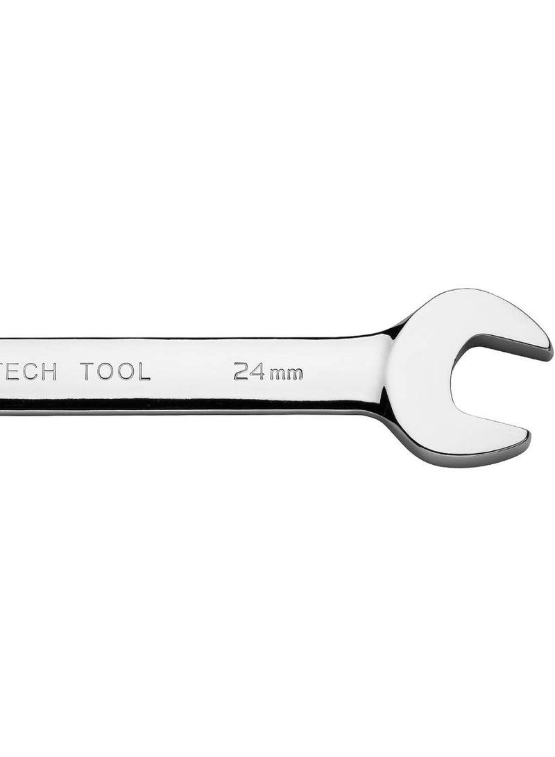 Jetech Jetech 24mm Flexible Head Ratchet Combination Wrench, Industrial Grade Flex Ratcheting Spanner, Heat-Treated Cr-V Alloy Steel, 12 Point Ratchet Box Ended and Open End Spanner, Flex-Head Gear Wrench Silver  - Image 4