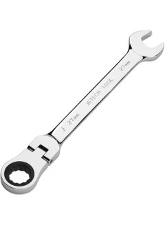 Jetech Jetech 27mm Flexible Head Ratchet Combination Wrench, Industrial Grade Flex Ratcheting Spanner, Heat-Treated Cr-V Alloy Steel, 12 Point Ratchet Box Ended and Open End Spanner, Flex-Head Gear Wrench Silver  - Image 1