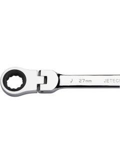 Jetech Jetech 27mm Flexible Head Ratchet Combination Wrench, Industrial Grade Flex Ratcheting Spanner, Heat-Treated Cr-V Alloy Steel, 12 Point Ratchet Box Ended and Open End Spanner, Flex-Head Gear Wrench Silver  - Image 4