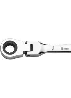 Jetech Jetech 8mm Flexible Head Ratchet Combination Wrench, Industrial Grade Flex Ratcheting Spanner, Heat-Treated Cr-V Alloy Steel, 12 Point Ratchet Box Ended and Open End Spanner, Flex-Head Gear Wrench Silver  - Image 2