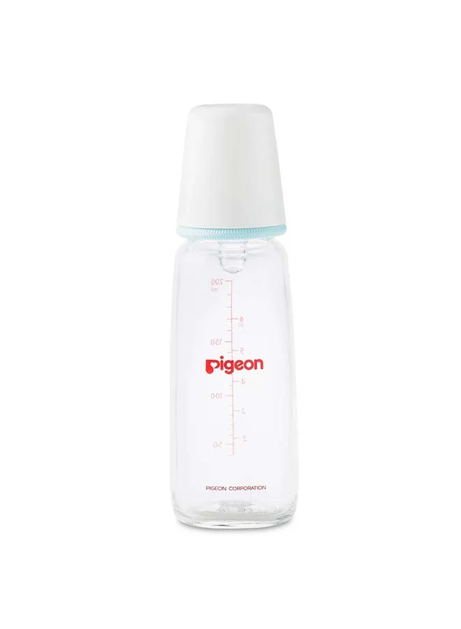 بيجون Ultrasoft Silicone Rubber Soft Nipple Glass Feeding Bottle For Baby, 200ml - Assorted