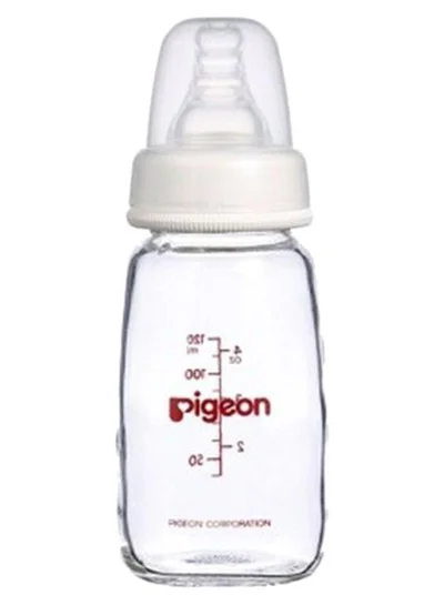 pigeon Peristaltic Nipple Glass Feeding Bottle, 0-3 M, 120 mL