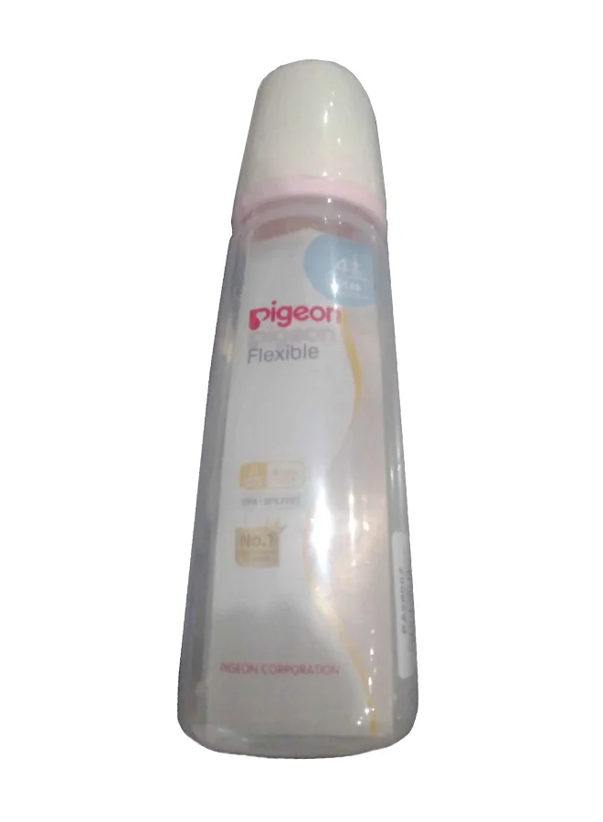pigeon Slim Neck Plastic Bottle, White Cap, Ultra Soft Silicone Nipple, Anti Colic, BPA And BPS Free, 240ml - Assorted